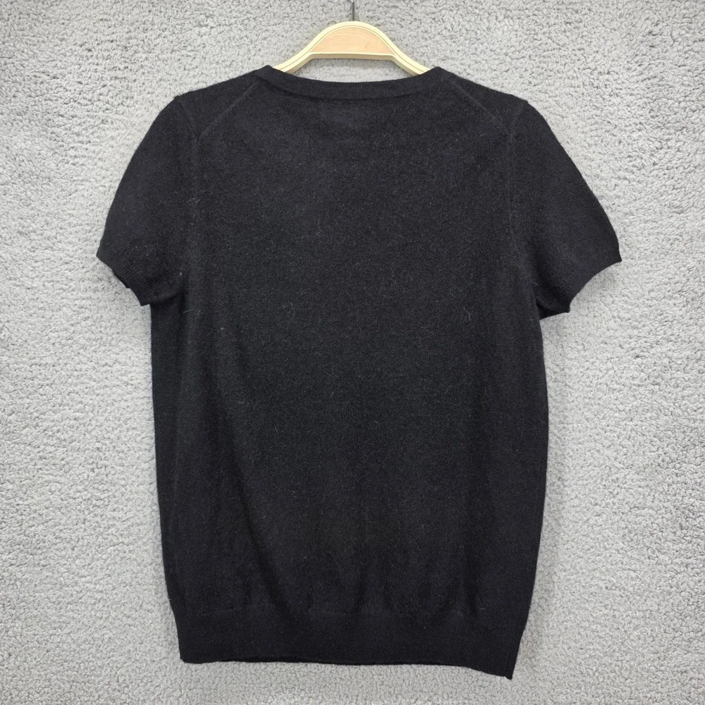 C by Bloomingdale's Cashmere Sweater Black Short Sleeve Crewneck Top Womens L